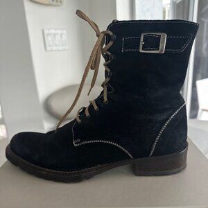 Black Suede Lace-Up Boots